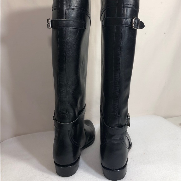 FRYE Dorado Black Leather Riding Winter Boot 6 - Picture 3 of 8